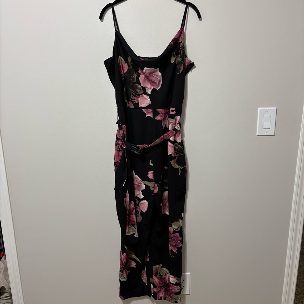 Floral Black and Pink Jumpsuit